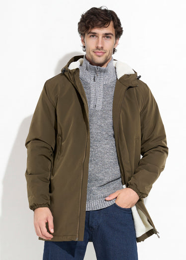 Parka longue fourrée avec capuche Kaki