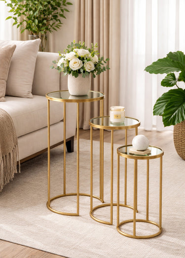 Tables hautes sellettes métal doré Dore