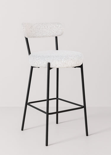 Tabouret de bar bouclette, structure métal Blanc