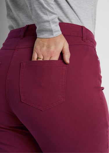 Pantalon droit 5 poches coton stretch Bordeaux