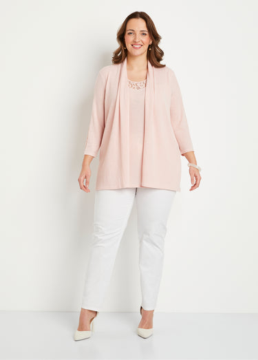 T-shirt 2-en-1 manches 3/4 avec dentelle Rose The
