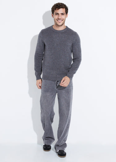 Pull maille mouchetée avec col rond Gris