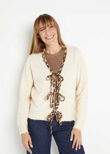 Gilet nouettes maille chaude avec laine Ecru