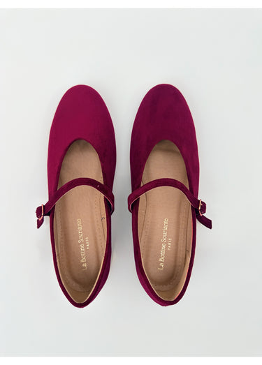 Ballerines babies plates façon cuir suédé Bordeaux
