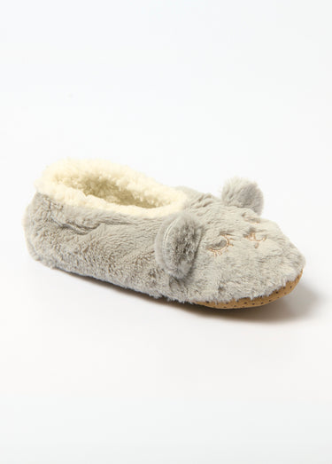 Chaussons fourrure chauds motif animal Gris