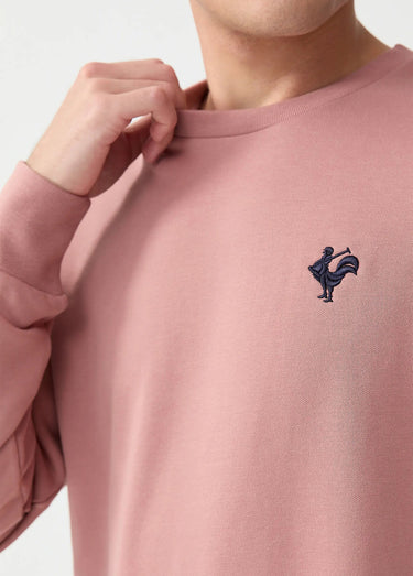 Sweat molletonné col rond manches longues Rose