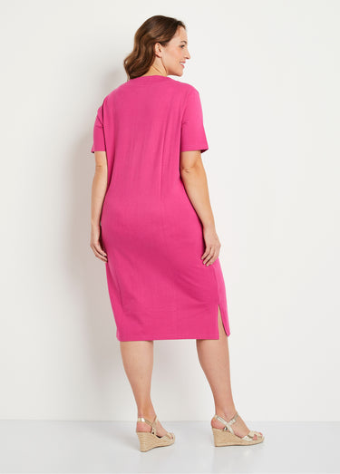 Robe de plage courte coton Fuchsia