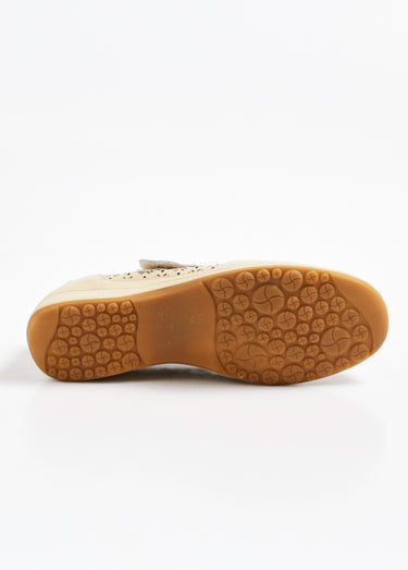 Ballerines cuir à scratch semelle confort Beige