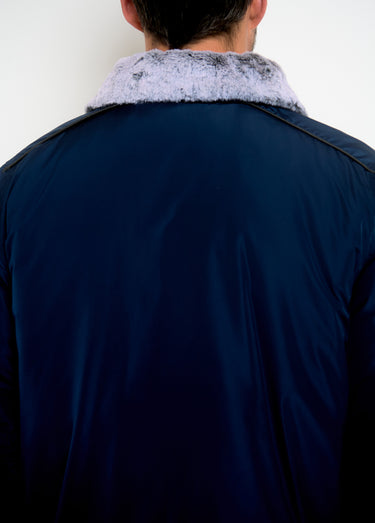 Veste style aviateur col montant fourré Bleu