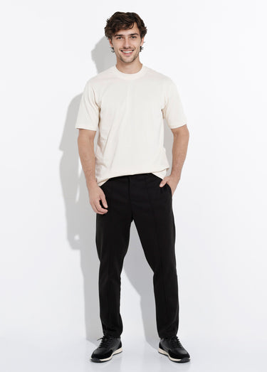 Pantalon chino en molleton avec couture Noir