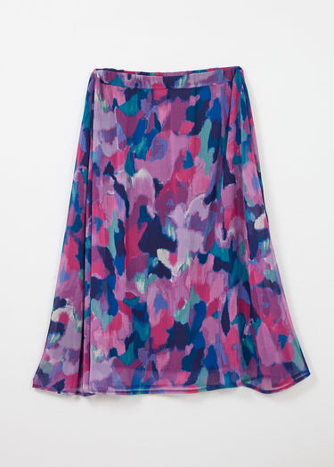 Jupe longue voile imprimé taille élastiqué Multicolore