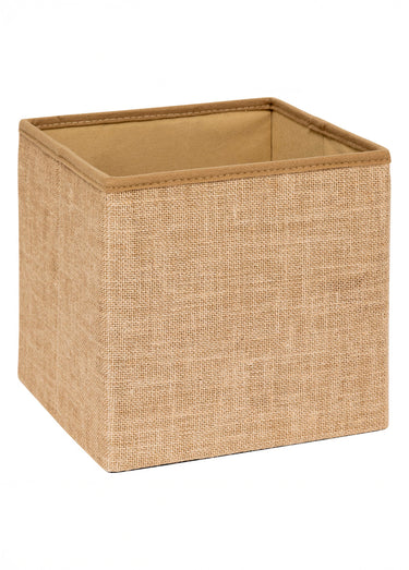 Pouf carré de rangement en toile de jute Beige