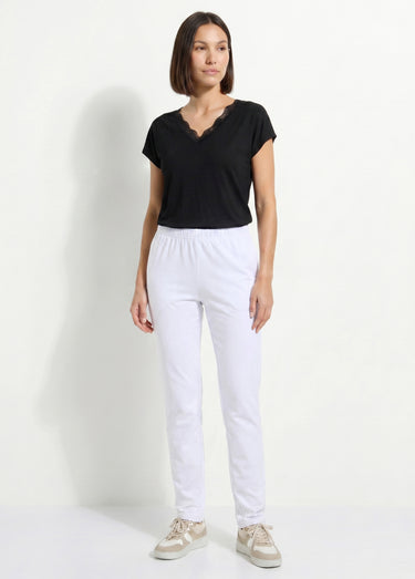 Legging coton stretch taille élastiquée Blanc