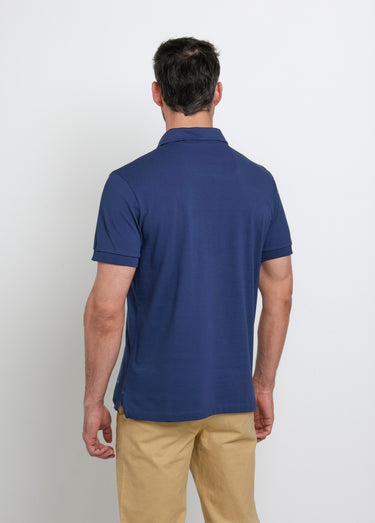 Polo en maille piquée à manches courtes Bleu Jean