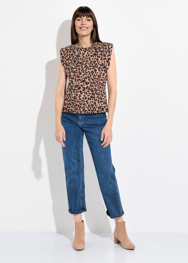 T-shirt reliefé léopard manches kimono Leopard