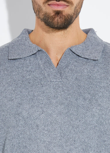 Pull en maille avec col polo Gris