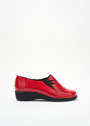 Mocassins souples élastiqués largeur confort Vernis Rouge