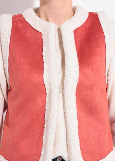 Gilet sans manches style mouton retourné Brique