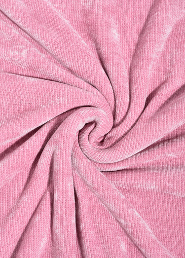 Coupon tissu habillement maille chenille Rose Dragee
