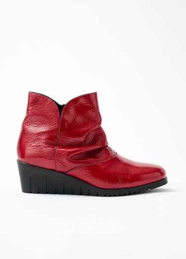 Boots zippées cuir vernis Rubis