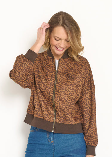 Blouson zippée type teddy motif léopard Leopard