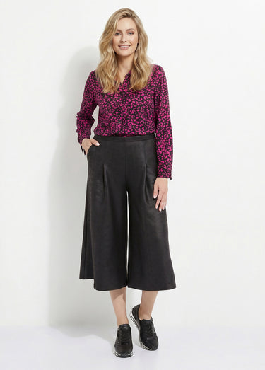 Jupe-culotte maille unie aspect peau Noir