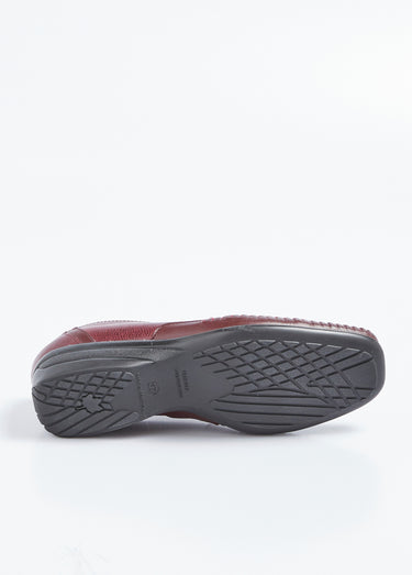 Mocassins compensés élastiqués en cuir Bordeaux