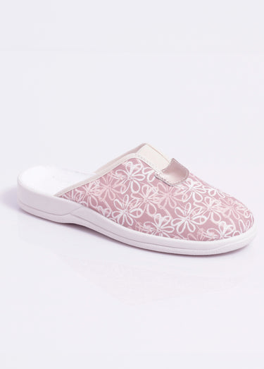 Chaussons mules grande largeur élastiqués Rose