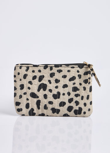 Porte monnaie à message, motif animalier Beige/Noir