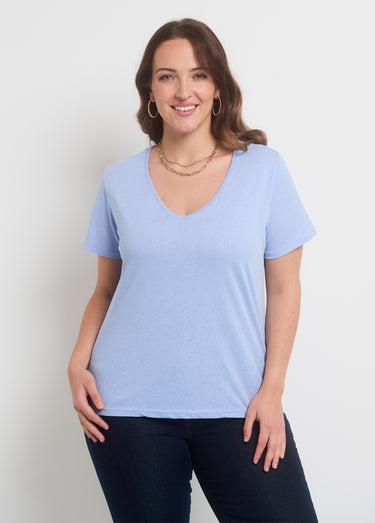 T-shirt maille pailletée manches courtes Ciel
