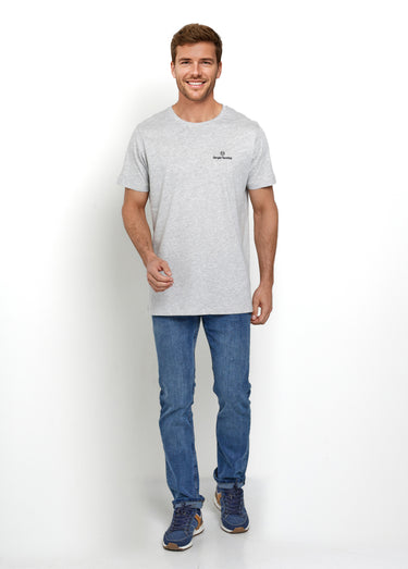 T-shirt col rond manches courtes, chiné Gris
