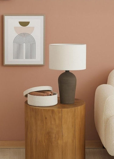 Lampe aspect brut avec abat jour tissu Naturel