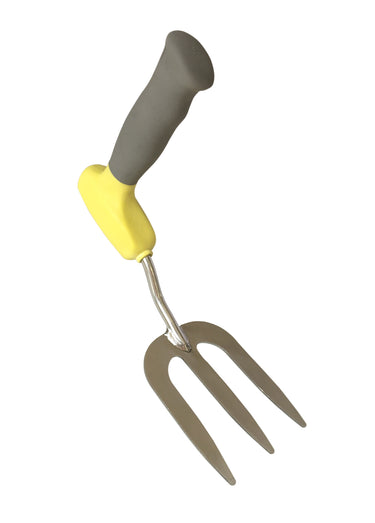 Fourche à main inox poignée ergonomique Gris/Jaune