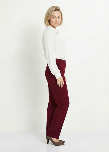 Pantalon droit uni taille semi élastiquée Bordeaux