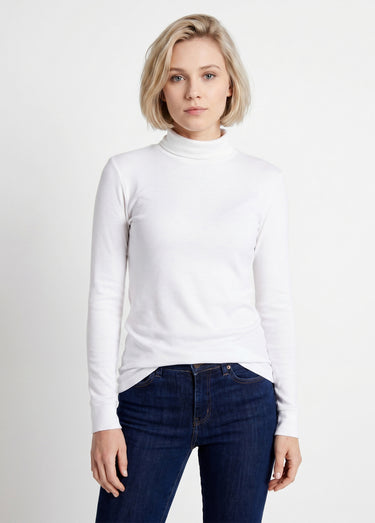 Sous-pull chaud col roulé maille interlock unie Blanc