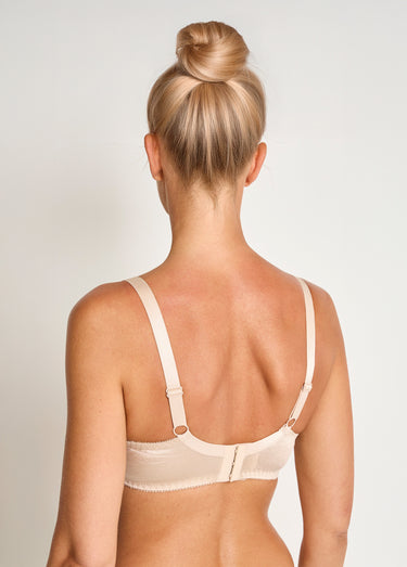 Soutien-gorge satiné avec armatures tulle brodé Nude