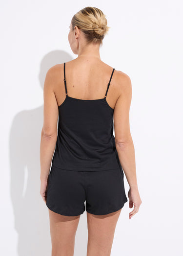 Ensemble caraco et short en coton Noir