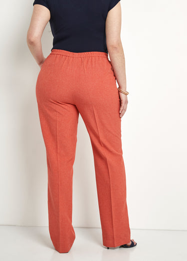 Pantalon droit ceinture semi-élastiquée Brique