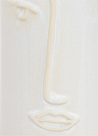 Vase forme tube avec visage stylisé Blanc
