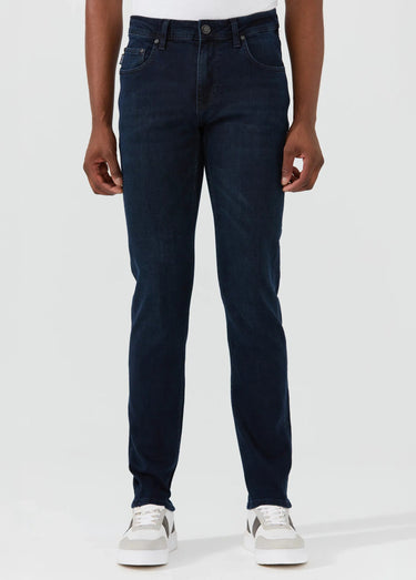 Jean 5 poches en denim, coupe fittée Bleu Marine