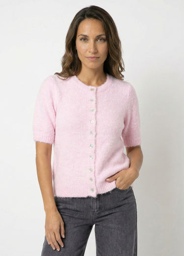 Gilet à manches courtes avec laine Rose