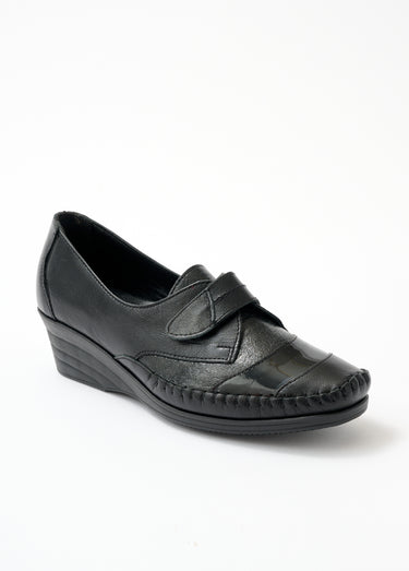 Derbies compensées, largeur confort Noir