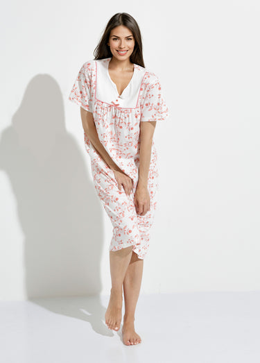 Chemise de nuit confort mi longue imprimée Terracotta