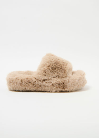 Mule tendance en fausse fourrure Beige
