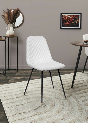 Chaises velours cotelé et pieds métal 1V Beige