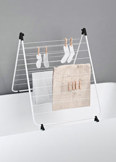 Séchoir étendoir à linge pour baignoire Blanc