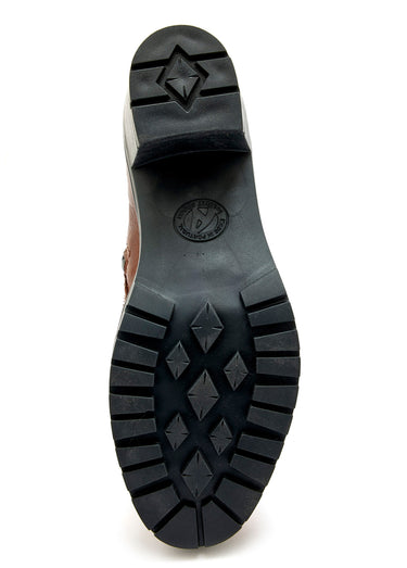 Boots cuir, talon large et bout amande Marron