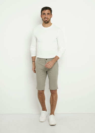 Bermuda en toile de coton extensible Gris Clair