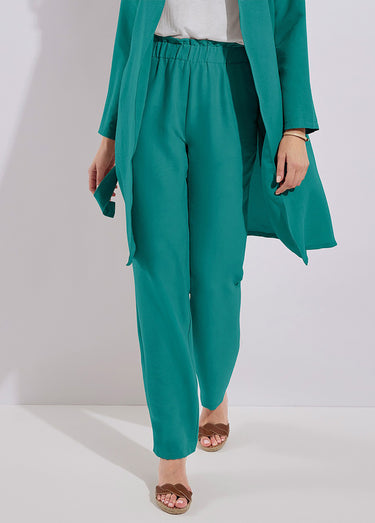 Pantalon fluide taille élastiquée Emeraude