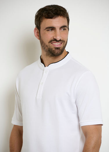 Polo col officier contrastant Blanc